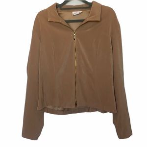 Kathie Lee Collection Full Zip Jacket Tan Size L